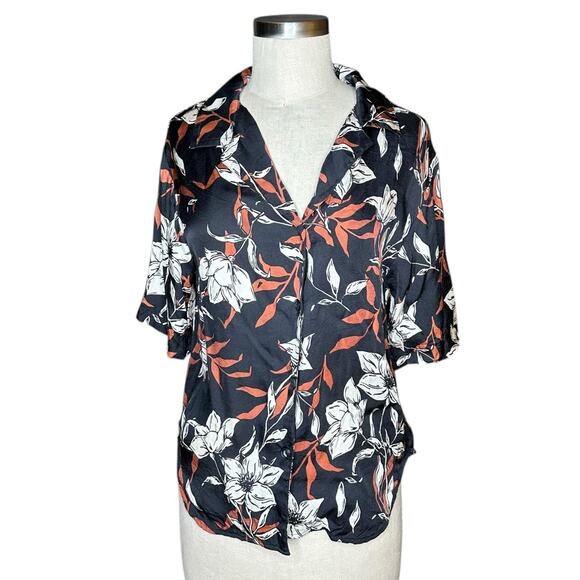 RAG & BONE Black White Mare Floral Button Down Shirt Women's Size XS FLAWED - Picture 1 of 9